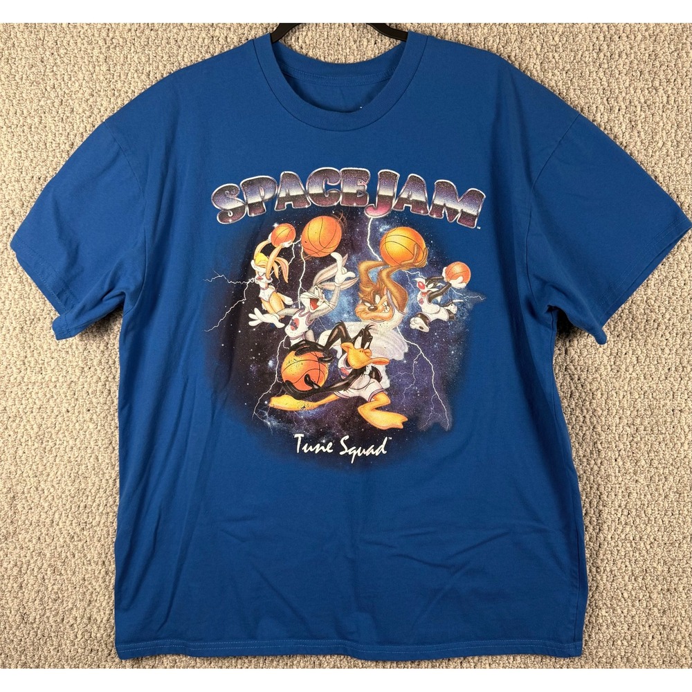 Space Jam Tune Squad T Shirt XL Blue Bugs Bunny Lola Daffy Taz Graphic Tee